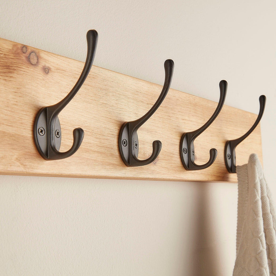 Rustic Coat Hanger - 52cm - 4 Hooks - Off the Grain