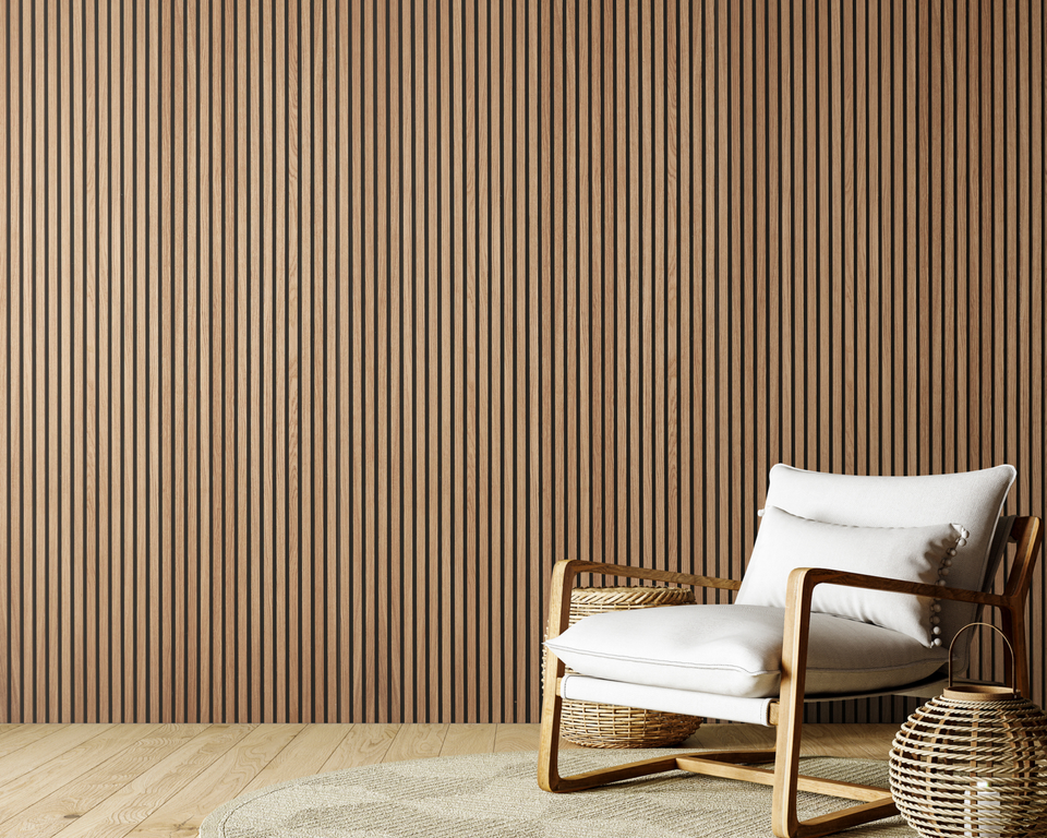 Acoustic Oak Slat Wood Wall Panels - Off the Grain